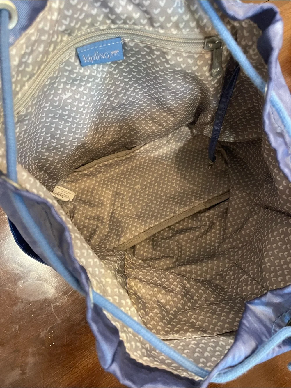 Kipling City Pack Metallic Blue Backpack Small Slouchy Y2K Monkey Charm Nylon
